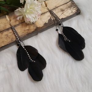 Feather drop earings